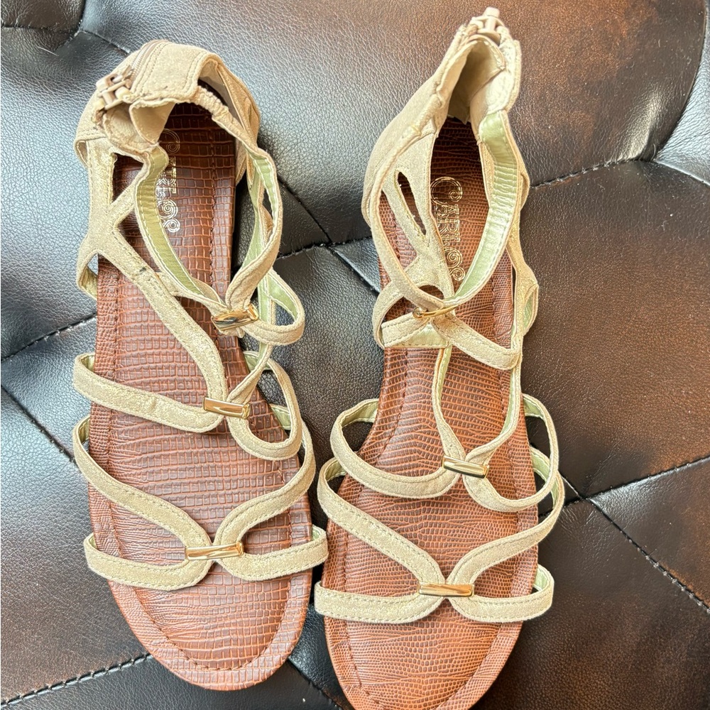Carlos by Carlos Santana Brown Sandals with Intricate Straps